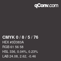 Color code: CMYK 0 / 8 / 5 / 76 | qconv.com
