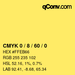 Farbcode: CMYK 0 / 8 / 60 / 0 | qconv.com