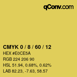 Farbcode: CMYK 0 / 8 / 60 / 12 | qconv.com