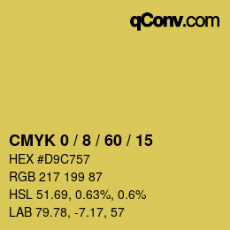 カラーコード: CMYK 0 / 8 / 60 / 15 | qconv.com