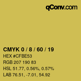 Farbcode: CMYK 0 / 8 / 60 / 19 | qconv.com