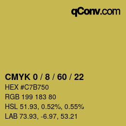 Farbcode: CMYK 0 / 8 / 60 / 22 | qconv.com