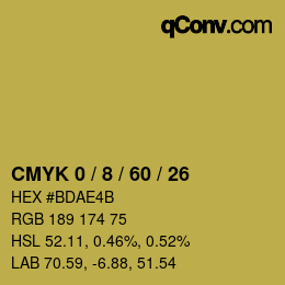 Farbcode: CMYK 0 / 8 / 60 / 26 | qconv.com