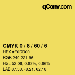 Farbcode: CMYK 0 / 8 / 60 / 6 | qconv.com