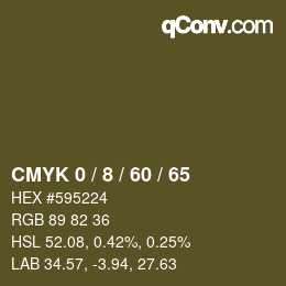 カラーコード: CMYK 0 / 8 / 60 / 65 | qconv.com