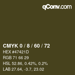 Farbcode: CMYK 0 / 8 / 60 / 72 | qconv.com
