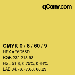 Farbcode: CMYK 0 / 8 / 60 / 9 | qconv.com