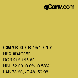 カラーコード: CMYK 0 / 8 / 61 / 17 | qconv.com