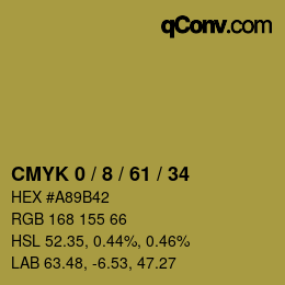 カラーコード: CMYK 0 / 8 / 61 / 34 | qconv.com