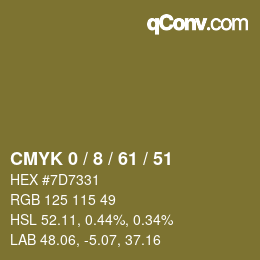 カラーコード: CMYK 0 / 8 / 61 / 51 | qconv.com