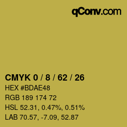 カラーコード: CMYK 0 / 8 / 62 / 26 | qconv.com