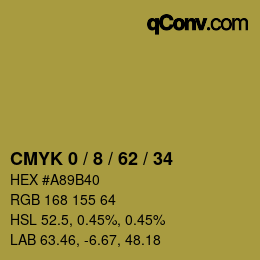 カラーコード: CMYK 0 / 8 / 62 / 34 | qconv.com