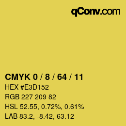 カラーコード: CMYK 0 / 8 / 64 / 11 | qconv.com