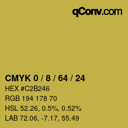 カラーコード: CMYK 0 / 8 / 64 / 24 | qconv.com