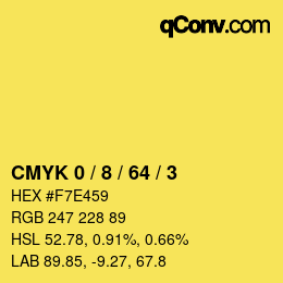 Farbcode: CMYK 0 / 8 / 64 / 3 | qconv.com