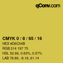 カラーコード: CMYK 0 / 8 / 65 / 16 | qconv.com
