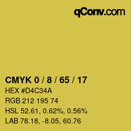 カラーコード: CMYK 0 / 8 / 65 / 17 | qconv.com
