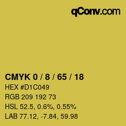 カラーコード: CMYK 0 / 8 / 65 / 18 | qconv.com