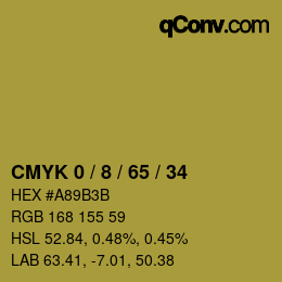 カラーコード: CMYK 0 / 8 / 65 / 34 | qconv.com