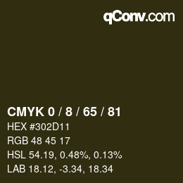 カラーコード: CMYK 0 / 8 / 65 / 81 | qconv.com