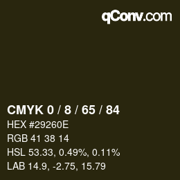 カラーコード: CMYK 0 / 8 / 65 / 84 | qconv.com