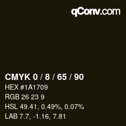 カラーコード: CMYK 0 / 8 / 65 / 90 | qconv.com