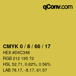 カラーコード: CMYK 0 / 8 / 66 / 17 | qconv.com