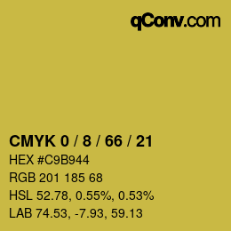 カラーコード: CMYK 0 / 8 / 66 / 21 | qconv.com