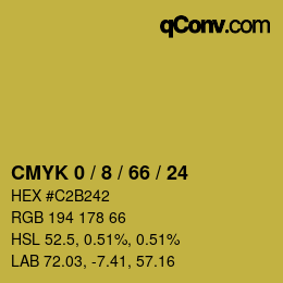 カラーコード: CMYK 0 / 8 / 66 / 24 | qconv.com