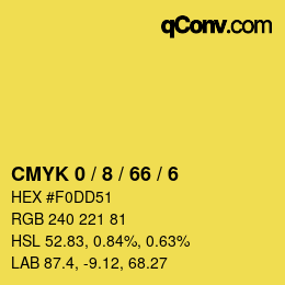 颜色代码: CMYK 0 / 8 / 66 / 6 | qconv.com