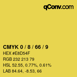 颜色代码: CMYK 0 / 8 / 66 / 9 | qconv.com