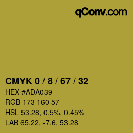 カラーコード: CMYK 0 / 8 / 67 / 32 | qconv.com