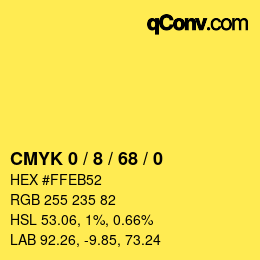 颜色代码: CMYK 0 / 8 / 68 / 0 | qconv.com