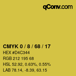 カラーコード: CMYK 0 / 8 / 68 / 17 | qconv.com