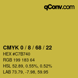 カラーコード: CMYK 0 / 8 / 68 / 22 | qconv.com