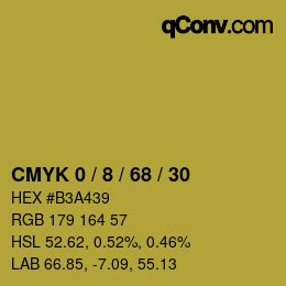 カラーコード: CMYK 0 / 8 / 68 / 30 | qconv.com