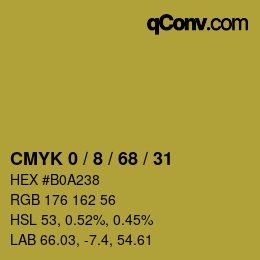 カラーコード: CMYK 0 / 8 / 68 / 31 | qconv.com