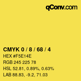 Farbcode: CMYK 0 / 8 / 68 / 4 | qconv.com