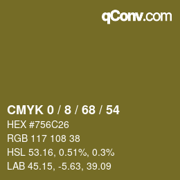 Farbcode: CMYK 0 / 8 / 68 / 54 | qconv.com