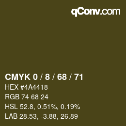 カラーコード: CMYK 0 / 8 / 68 / 71 | qconv.com
