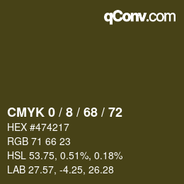 カラーコード: CMYK 0 / 8 / 68 / 72 | qconv.com