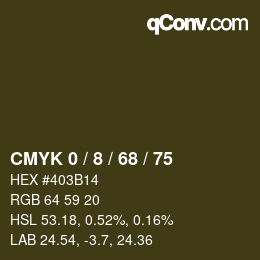 カラーコード: CMYK 0 / 8 / 68 / 75 | qconv.com
