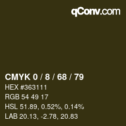 カラーコード: CMYK 0 / 8 / 68 / 79 | qconv.com