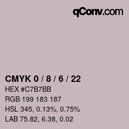 カラーコード: CMYK 0 / 8 / 6 / 22 | qconv.com