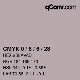 カラーコード: CMYK 0 / 8 / 6 / 28 | qconv.com