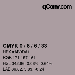 カラーコード: CMYK 0 / 8 / 6 / 33 | qconv.com