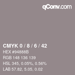 カラーコード: CMYK 0 / 8 / 6 / 42 | qconv.com