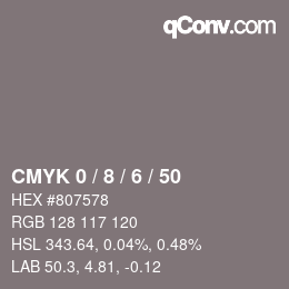 颜色代码: CMYK 0 / 8 / 6 / 50 | qconv.com