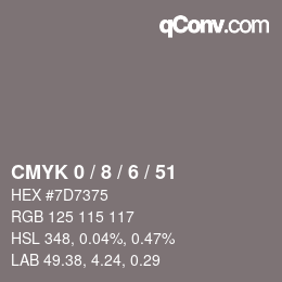 Color code: CMYK 0 / 8 / 6 / 51 | qconv.com