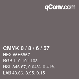 Color code: CMYK 0 / 8 / 6 / 57 | qconv.com